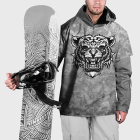 Накидка на куртку 3D с принтом Texture   агрессивный тигр , 100% полиэстер |  | Тематика изображения на принте: 