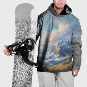 Накидка на куртку 3D с принтом Иллюстрация горного пейзажа в Новосибирске, 100% полиэстер |  | 
