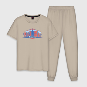 Мужская пижама хлопок с принтом Las Vegas city в Курске, 100% хлопок | брюки и футболка прямого кроя, без карманов, на брюках мягкая резинка на поясе и по низу штанин
 | Тематика изображения на принте: 