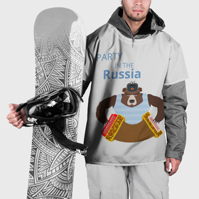 Накидка на куртку 3D с принтом Вечеринка в России с медведем , 100% полиэстер |  | 