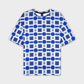 Мужская футболка oversize 3D с принтом Синие кирпичики и белые полосы в Новосибирске,  |  | Тематика изображения на принте: 