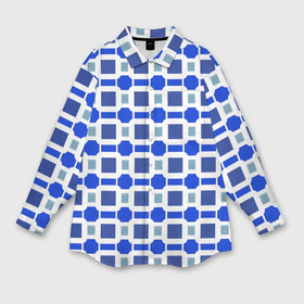 Мужская рубашка oversize 3D с принтом Синие кирпичики и белые полосы ,  |  | 