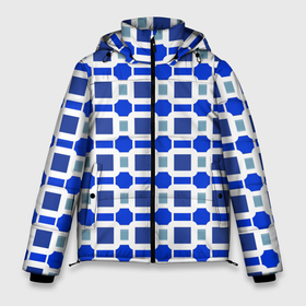 Мужская зимняя куртка 3D с принтом Синие кирпичики и белые полосы в Новосибирске, верх — 100% полиэстер; подкладка — 100% полиэстер; утеплитель — 100% полиэстер | длина ниже бедра, свободный силуэт Оверсайз. Есть воротник-стойка, отстегивающийся капюшон и ветрозащитная планка. 

Боковые карманы с листочкой на кнопках и внутренний карман на молнии. | Тематика изображения на принте: 