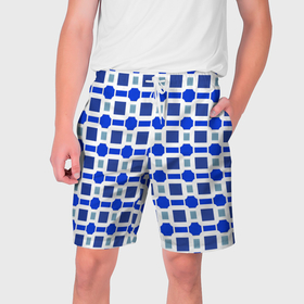 Мужские шорты 3D с принтом Синие кирпичики и белые полосы ,  полиэстер 100% | прямой крой, два кармана без застежек по бокам. Мягкая трикотажная резинка на поясе, внутри которой широкие завязки. Длина чуть выше колен | 