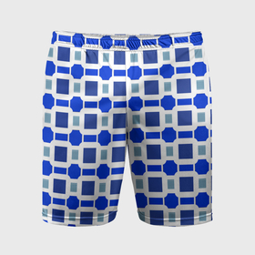Мужские шорты спортивные с принтом Синие кирпичики и белые полосы ,  |  | 