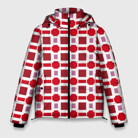 Мужская зимняя куртка 3D с принтом Красные кирпичики и белые полосы в Тюмени, верх — 100% полиэстер; подкладка — 100% полиэстер; утеплитель — 100% полиэстер | длина ниже бедра, свободный силуэт Оверсайз. Есть воротник-стойка, отстегивающийся капюшон и ветрозащитная планка. 

Боковые карманы с листочкой на кнопках и внутренний карман на молнии. | Тематика изображения на принте: 