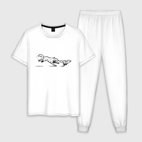 Мужская пижама хлопок с принтом Братья волки из Life is Strange 2 в Тюмени, 100% хлопок | брюки и футболка прямого кроя, без карманов, на брюках мягкая резинка на поясе и по низу штанин
 | 