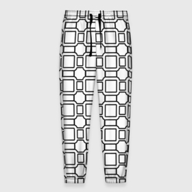 Мужские брюки 3D с принтом Чёрно белая сетка в Санкт-Петербурге, 100% полиэстер | манжеты по низу, эластичный пояс регулируется шнурком, по бокам два кармана без застежек, внутренняя часть кармана из мелкой сетки | 