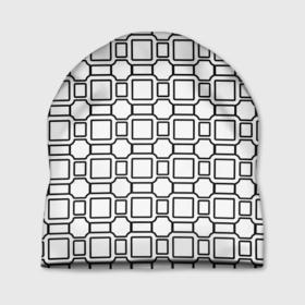 Шапка 3D с принтом Чёрно белая сетка в Курске, 100% полиэстер | универсальный размер, печать по всей поверхности изделия | 