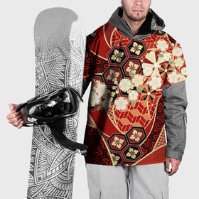 Накидка на куртку 3D с принтом Японские хризантемы с сакурой , 100% полиэстер |  | 