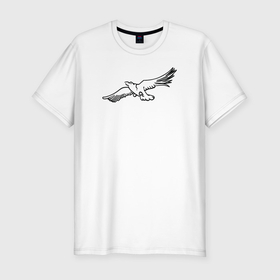 Мужская футболка хлопок Slim с принтом Птица минимализм в Санкт-Петербурге, 92% хлопок, 8% лайкра | приталенный силуэт, круглый вырез ворота, длина до линии бедра, короткий рукав | 