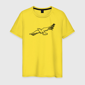 Мужская футболка хлопок с принтом Птица минимализм в Екатеринбурге, 100% хлопок | прямой крой, круглый вырез горловины, длина до линии бедер, слегка спущенное плечо. | 