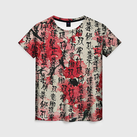 Женская футболка 3D с принтом Японский стиль паттерны в Екатеринбурге, 100% полиэфир ( синтетическое хлопкоподобное полотно) | прямой крой, круглый вырез горловины, длина до линии бедер | 