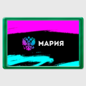 Магнит 45*70 с принтом Мария и неоновый герб России по горизонтали в Санкт-Петербурге, Пластик | Размер: 78*52 мм; Размер печати: 70*45 | 