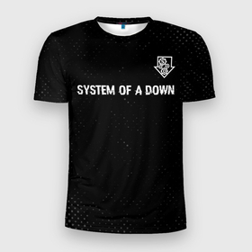 Мужская футболка 3D Slim с принтом System of a Down glitch на темном фоне посередине в Новосибирске, 100% полиэстер с улучшенными характеристиками | приталенный силуэт, круглая горловина, широкие плечи, сужается к линии бедра | Тематика изображения на принте: 
