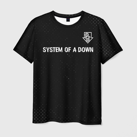 Мужская футболка 3D с принтом System of a Down glitch на темном фоне посередине в Курске, 100% полиэфир | прямой крой, круглый вырез горловины, длина до линии бедер | 