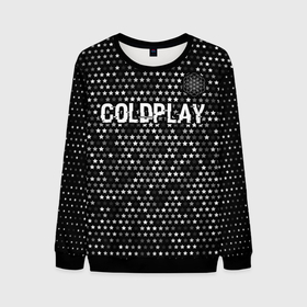 Мужской свитшот 3D с принтом Coldplay glitch на темном фоне посередине , 100% полиэстер с мягким внутренним слоем | круглый вырез горловины, мягкая резинка на манжетах и поясе, свободная посадка по фигуре | Тематика изображения на принте: 