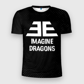 Мужская футболка 3D Slim с принтом Imagine Dragons glitch на темном фоне в Екатеринбурге, 100% полиэстер с улучшенными характеристиками | приталенный силуэт, круглая горловина, широкие плечи, сужается к линии бедра | 