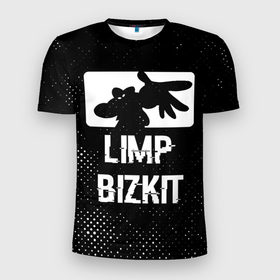 Мужская футболка 3D Slim с принтом Limp Bizkit glitch на темном фоне в Кировске, 100% полиэстер с улучшенными характеристиками | приталенный силуэт, круглая горловина, широкие плечи, сужается к линии бедра | 