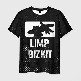 Мужская футболка 3D с принтом Limp Bizkit glitch на темном фоне в Белгороде, 100% полиэфир | прямой крой, круглый вырез горловины, длина до линии бедер | 