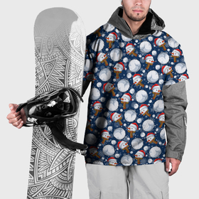 Накидка на куртку 3D с принтом Весёлые снеговики   паттерн в Новосибирске, 100% полиэстер |  | 