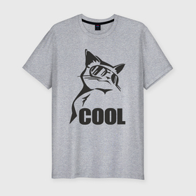 Мужская футболка хлопок Slim с принтом Cat cool в Курске, 92% хлопок, 8% лайкра | приталенный силуэт, круглый вырез ворота, длина до линии бедра, короткий рукав | Тематика изображения на принте: 