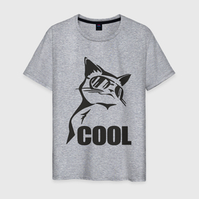 Мужская футболка хлопок с принтом Cat cool в Курске, 100% хлопок | прямой крой, круглый вырез горловины, длина до линии бедер, слегка спущенное плечо. | 