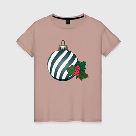 Женская футболка хлопок с принтом Новогодняя игрушка в Тюмени, 100% хлопок | прямой крой, круглый вырез горловины, длина до линии бедер, слегка спущенное плечо | 