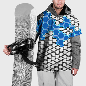 Накидка на куртку 3D с принтом Синяя энерго броня из шестиугольников в Кировске, 100% полиэстер |  | Тематика изображения на принте: 
