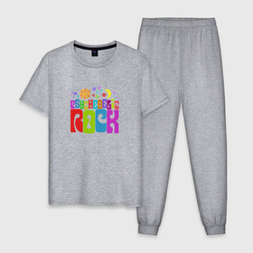 Мужская пижама хлопок с принтом Psychedelic rock in color в Рязани, 100% хлопок | брюки и футболка прямого кроя, без карманов, на брюках мягкая резинка на поясе и по низу штанин
 | 