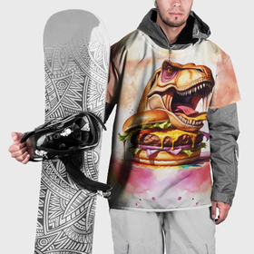 Накидка на куртку 3D с принтом Тиранозавр с гамбургером в Петрозаводске, 100% полиэстер |  | 