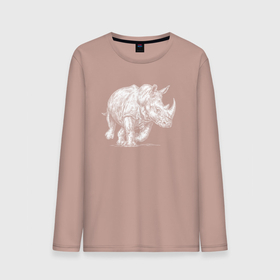 Мужской лонгслив хлопок с принтом Белый носорог бежит в Курске, 100% хлопок |  | Тематика изображения на принте: 
