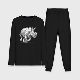 Мужская пижама с лонгсливом хлопок с принтом Белый носорог бежит в Курске,  |  | 