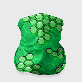 Бандана-труба 3D с принтом Зелёная энерго броня из шестиугольников в Курске, 100% полиэстер, ткань с особыми свойствами — Activecool | плотность 150‒180 г/м2; хорошо тянется, но сохраняет форму | 