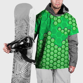 Накидка на куртку 3D с принтом Зелёная энерго броня из шестиугольников в Санкт-Петербурге, 100% полиэстер |  | Тематика изображения на принте: 