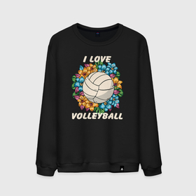 Мужской свитшот хлопок с принтом I love volleyball в Тюмени, 100% хлопок |  | Тематика изображения на принте: 