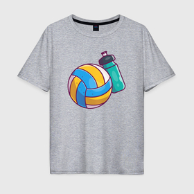 Мужская футболка хлопок Oversize с принтом Здоровый волейбол , 100% хлопок | свободный крой, круглый ворот, “спинка” длиннее передней части | Тематика изображения на принте: 