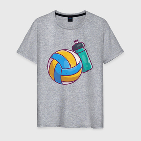 Мужская футболка хлопок с принтом Здоровый волейбол в Курске, 100% хлопок | прямой крой, круглый вырез горловины, длина до линии бедер, слегка спущенное плечо. | 