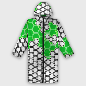 Мужской дождевик 3D с принтом Зелёная энерго броня из шестиугольников в Курске,  |  | 