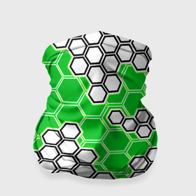 Бандана-труба 3D с принтом Зелёная энерго броня из шестиугольников в Курске, 100% полиэстер, ткань с особыми свойствами — Activecool | плотность 150‒180 г/м2; хорошо тянется, но сохраняет форму | 