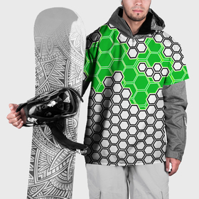 Накидка на куртку 3D с принтом Зелёная энерго броня из шестиугольников в Санкт-Петербурге, 100% полиэстер |  | Тематика изображения на принте: 