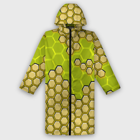 Мужской дождевик 3D с принтом Жёлтая энерго броня из шестиугольников в Курске,  |  | 