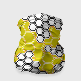 Бандана-труба 3D с принтом Жёлтая энерго броня из шестиугольников в Курске, 100% полиэстер, ткань с особыми свойствами — Activecool | плотность 150‒180 г/м2; хорошо тянется, но сохраняет форму | 