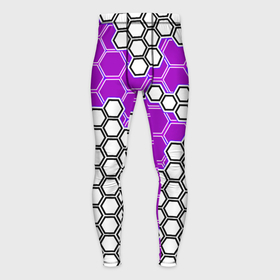 Мужские тайтсы 3D с принтом Фиолетовая энерго броня из шестиугольников в Курске,  |  | 