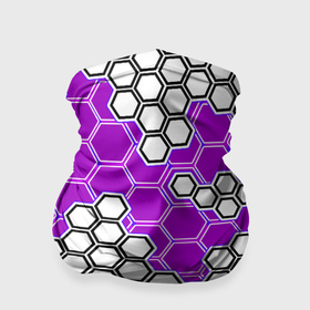 Бандана-труба 3D с принтом Фиолетовая энерго броня из шестиугольников в Курске, 100% полиэстер, ткань с особыми свойствами — Activecool | плотность 150‒180 г/м2; хорошо тянется, но сохраняет форму | 