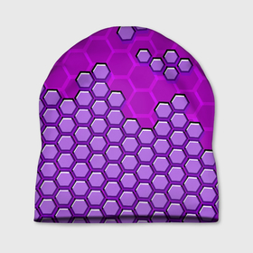 Шапка 3D с принтом Фиолетовая энерго броня из шестиугольников в Тюмени, 100% полиэстер | универсальный размер, печать по всей поверхности изделия | 