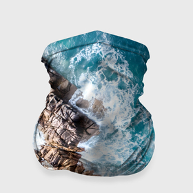Бандана-труба 3D с принтом Морские волны и скалы в Тюмени, 100% полиэстер, ткань с особыми свойствами — Activecool | плотность 150‒180 г/м2; хорошо тянется, но сохраняет форму | 