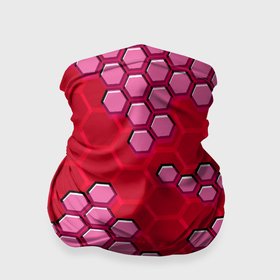 Бандана-труба 3D с принтом Красная энерго броня из шестиугольников в Курске, 100% полиэстер, ткань с особыми свойствами — Activecool | плотность 150‒180 г/м2; хорошо тянется, но сохраняет форму | 