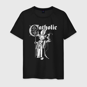 Мужская футболка хлопок с принтом Catholic в Кировске, 100% хлопок | прямой крой, круглый вырез горловины, длина до линии бедер, слегка спущенное плечо. | 