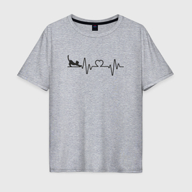 Мужская футболка хлопок Oversize с принтом Кошачий пульс в Тюмени, 100% хлопок | свободный крой, круглый ворот, “спинка” длиннее передней части | 
